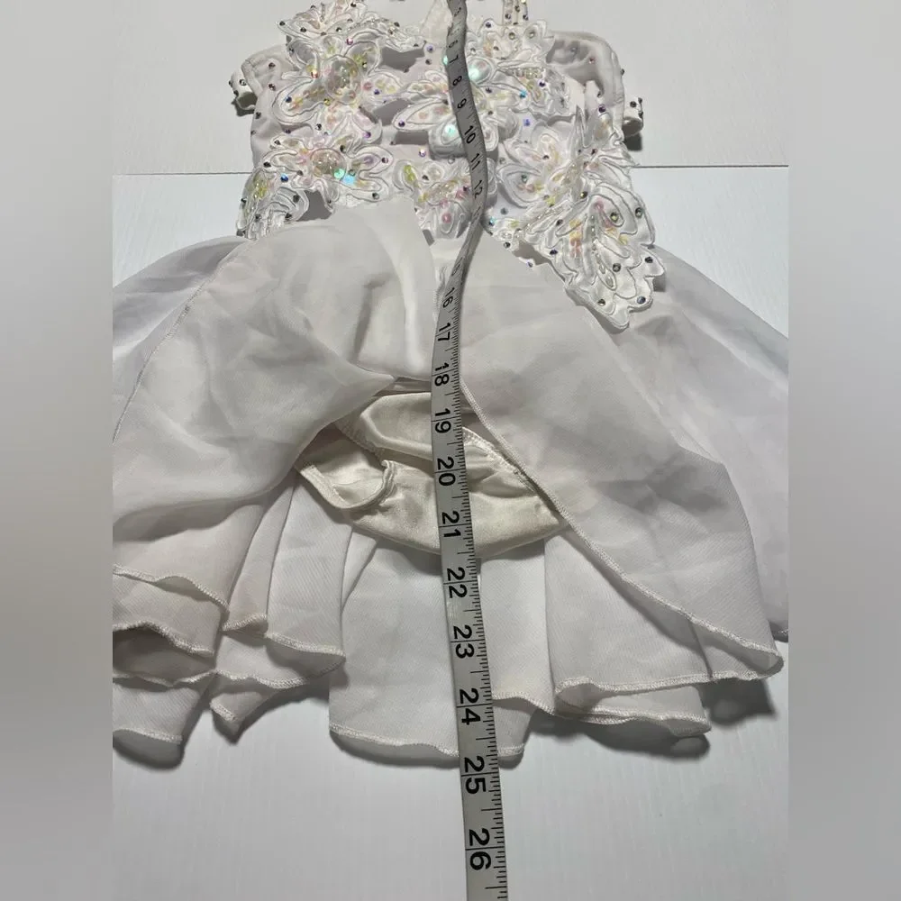 Glamour competition solo dance costume white lyrical contemporary LC-large child